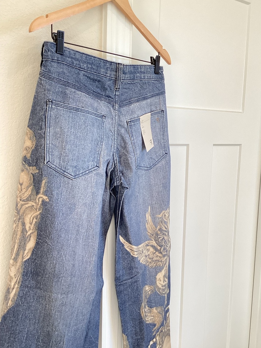 Anthropologie Low Rise Wide Leg Jeans Pilcro New 27 Zbo Roman Lion Unicorn Art - Picture 13 of 15